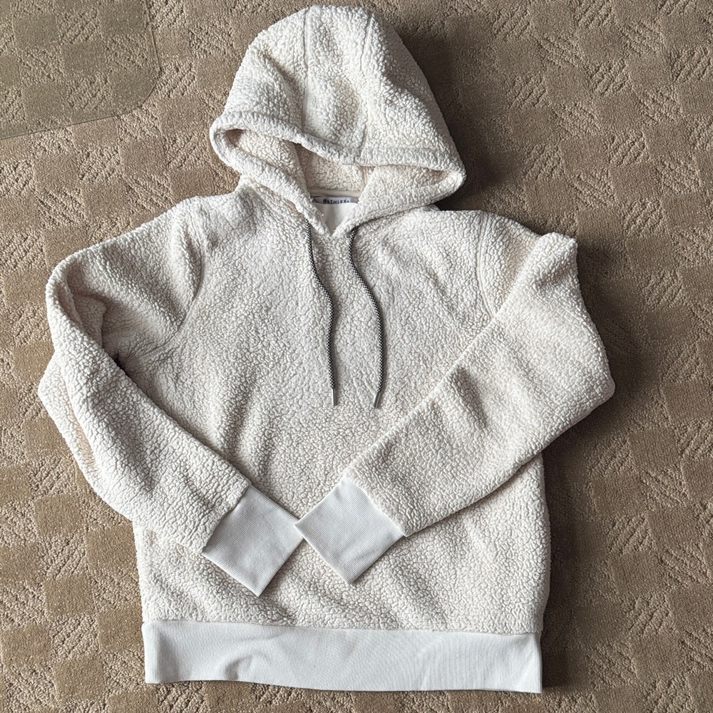 Women’s Athleta MED Cozy Sherpa Hoodie Cream/Ivory